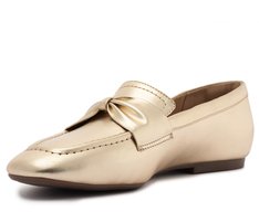 Mocassim Laço Bico Quadrado Dourado