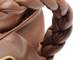 Bolsa Tiracolo Pequena Puffer Alça Trança Marrom