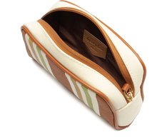 Necessaire Pequena Lona Tricolor Marrom e Verde
