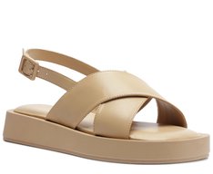 Sandália Plataforma Tiras Cruzadas Bege