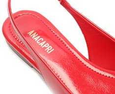 Sapatilha Slingback Laço Biqueira Verniz Vermelha