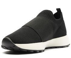 Tênis Slip On Preto Knit Faixa Sporty