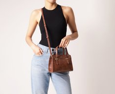 Bolsa Tote Média Pespontos Marrom