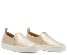 Tênis Slip On Sola Alta Texturas Dourado