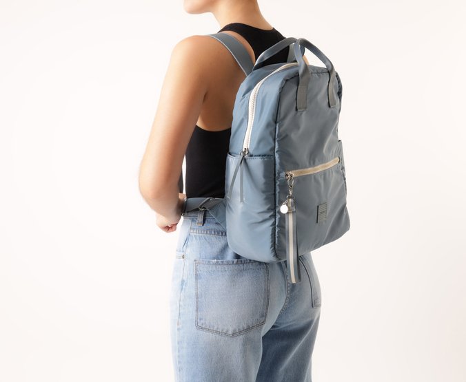 Mochila Grande Sporty Nylon Azul