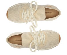 Tênis de Amarrar Knit Brilhoso Nude Lavínia