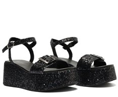 Sandália Plataforma Fivela Preta Glam