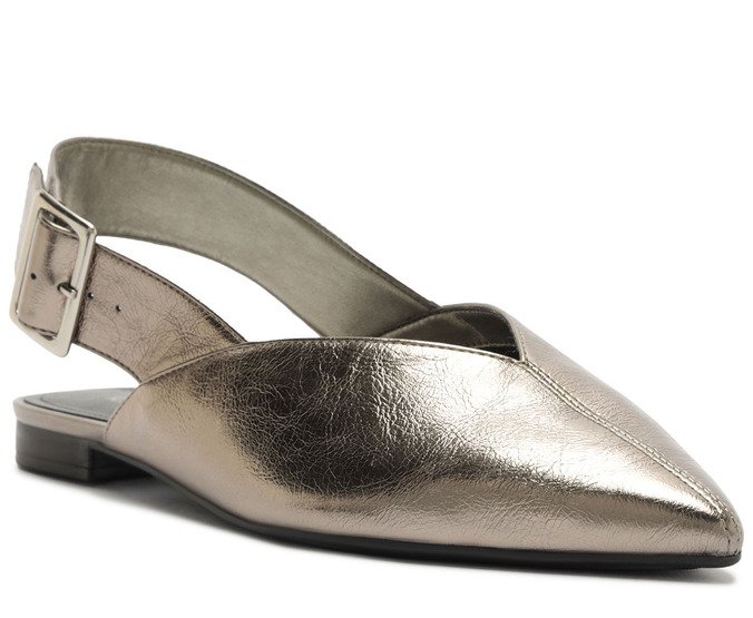 Sapatilha Slingback Tira Larga Preateada