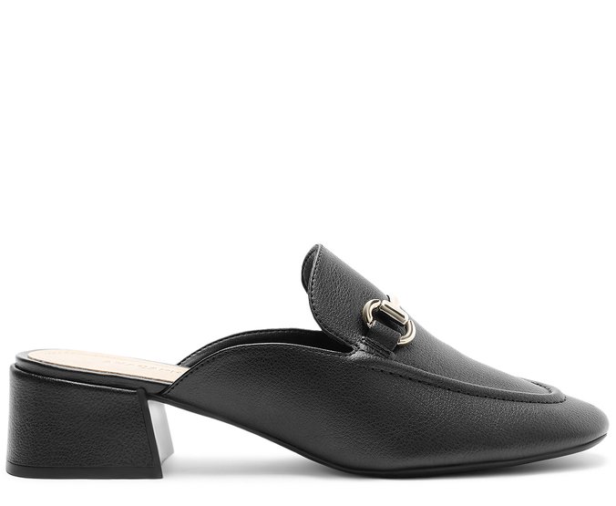 Mule Salto Bloco Loafer Preta