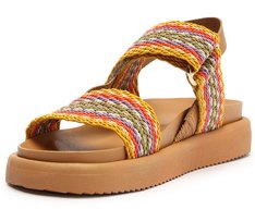 Sandália Papete Marrom e Multicolorida Natural