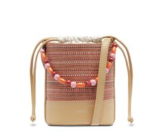 Bolsa Bucket Pequena Missangas Laranja E Marrom