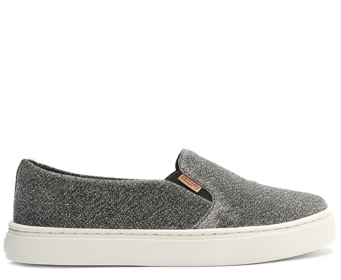 Slip On Prateado Brilhoso Sola Alta Anacapri