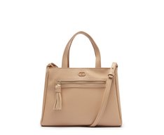 Bolsa Tote Média Bolso Frontal Barbicacho Bege
