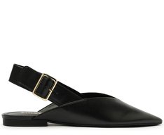 Sapatilha Slingback Bico Fino Fivela Preta