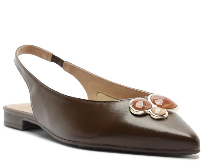 Sapatilha Slingback Pedraria Marrom Coffee