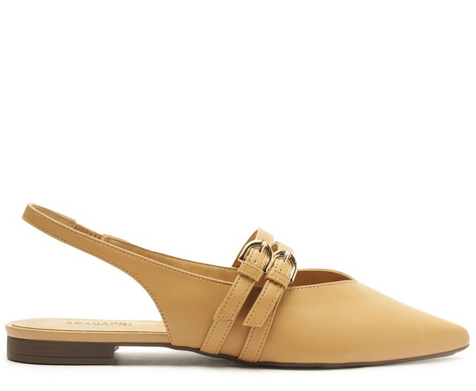 Sapatilha Slingback Tira Dupla Bege