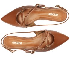 Sapatilha Slingback Salto Bloco Tiras Marrom
