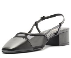 Sapatilha Slingback Tela Transparência Salto Preta
