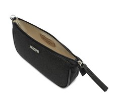Bolsa Crossbody Baguete Média Preta Glitter