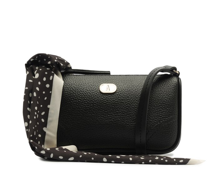 Bolsa Tiracolo Média Lenço Pontilhado Preta