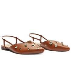 Sapatilha Slingback Maxi Tachas Marrom