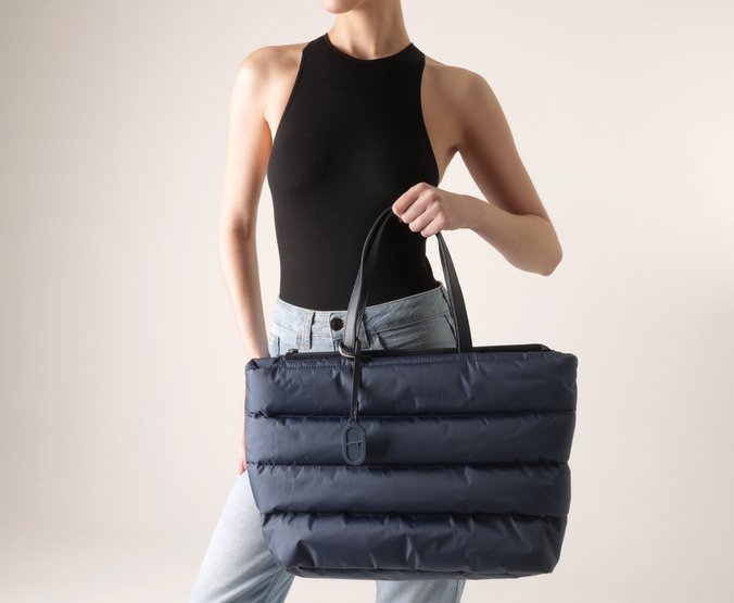Bolsa Shopping Grande Nylon Fluffy Azul