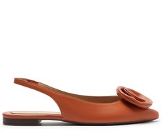 Sapatilha Slingback Bico Fino Flor Laranja Damasco