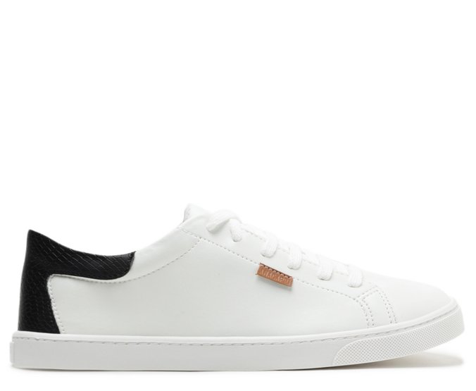 Tênis de Amarrar Branco e Preto Slim