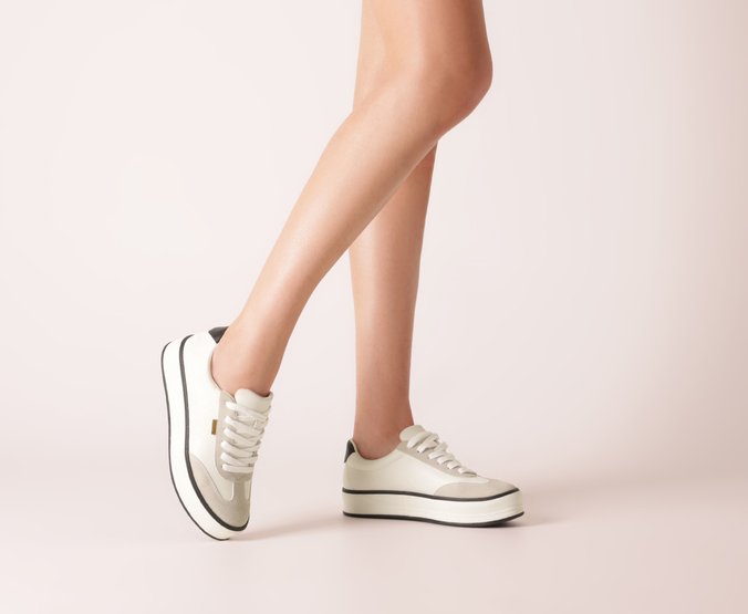 Tênis Flatform Branco Listra Preta