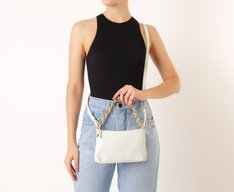 Bolsa Tiracolo Pequena Corrente Cordão Branca
