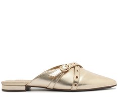 Mule Bico Fino Tiras Dourada