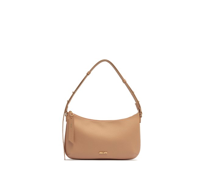 Bolsa Tiracolo Pequena Zíper Bege
