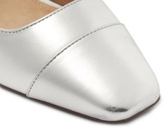 Sapatilha Slingback Salto Bloco Ponta Prata