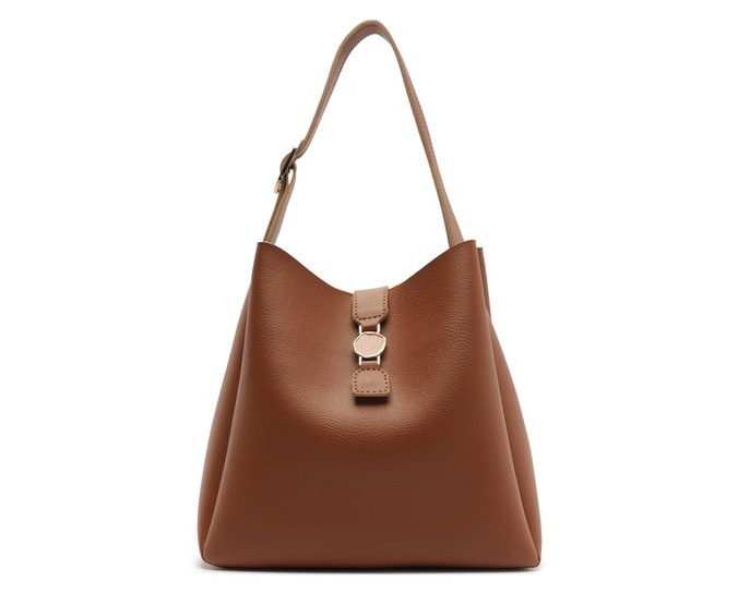 Bolsa Hobo Grande Fechamento Metal Marrom