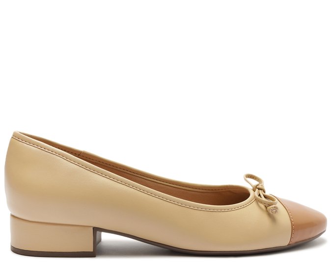 Sapato Salto Bloco Bege Classy