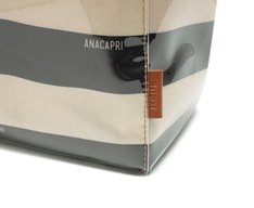 Bolsa Shopping Grande Listras Vinil Azul