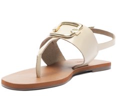 Rasteira Slim Fivela Couro Branca