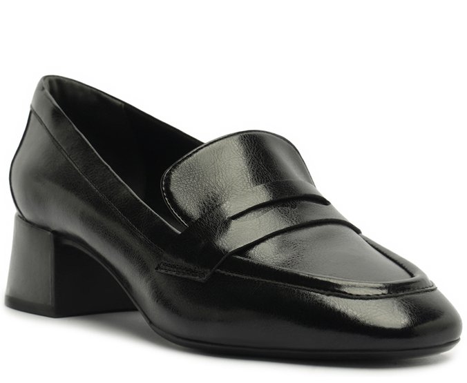 Mocassim Salto Bloco Loafer Preto