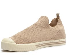 Tênis Slip On Knit Texturizado Bege