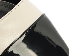 Sapatilha Slingback Ponta Preta Verniz Branca