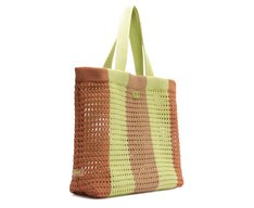 Bolsa Shopping Grande Crochê Marrom e Verde