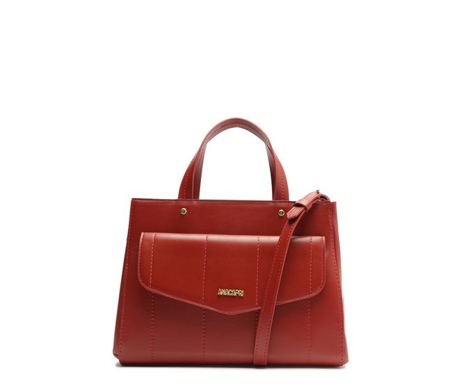Bolsa Tote Média Bolso Envelope Vermelha