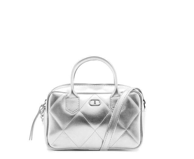 Bolsa Tote Pequena Matelassê Prateada