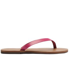 Rasteira Slim Tira Única Couro Rosa