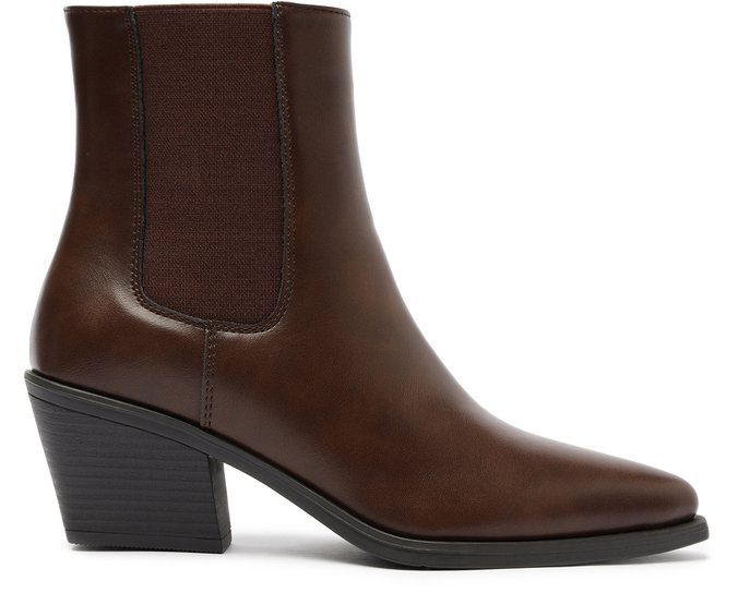 Bota Salto Bloco Chelsea Marrom Coffee