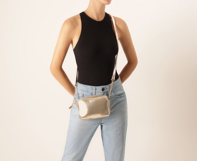 Bolsa Tiracolo Pequena Essencial Dourada