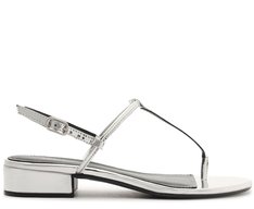 Sandália Slim Specchio Salto Bloco Prata