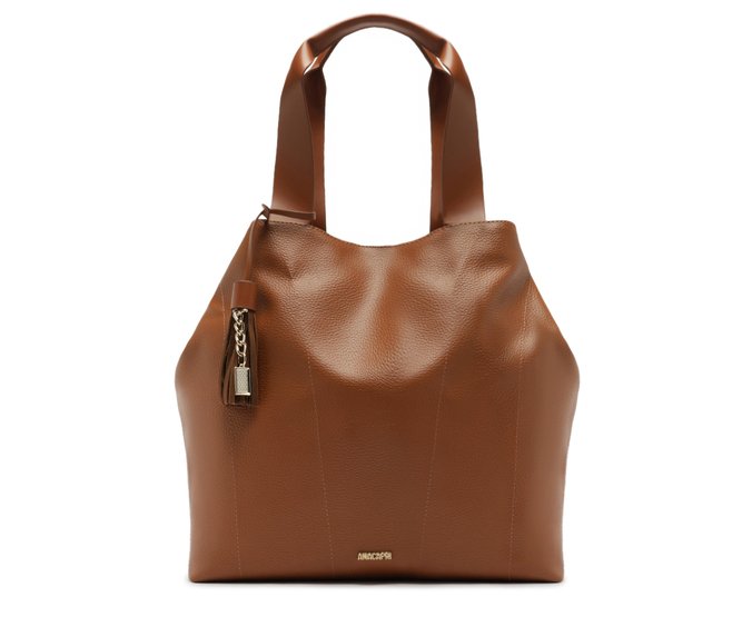 Bolsa Shopping Grande Pingente Marrom