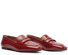 Mocassim Madri Bico Quadrado Vermelho