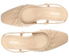 Sapatilha Slingback Salto Bloco Stretch Bege